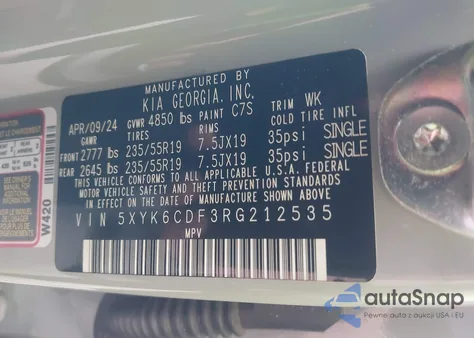 2024 Kia Sportage X-Line z USA, uszkodzony, nr VIN 5XYK6CDF3RG212535